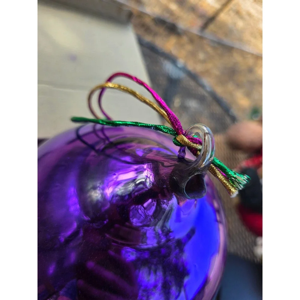 Purple Mercury Glass Medium Ball Christmas Ornament with Box 6 Inch Diameter